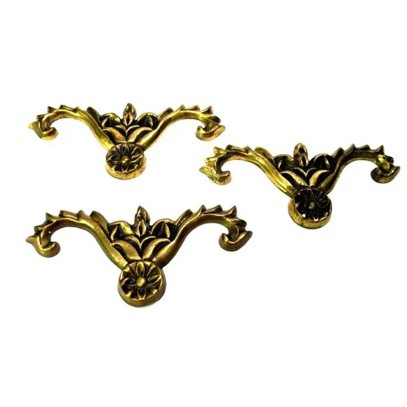 Vintage Ornate Solid Brass Motif Furniture Appliques Decorations 9" x 4" Lot 3